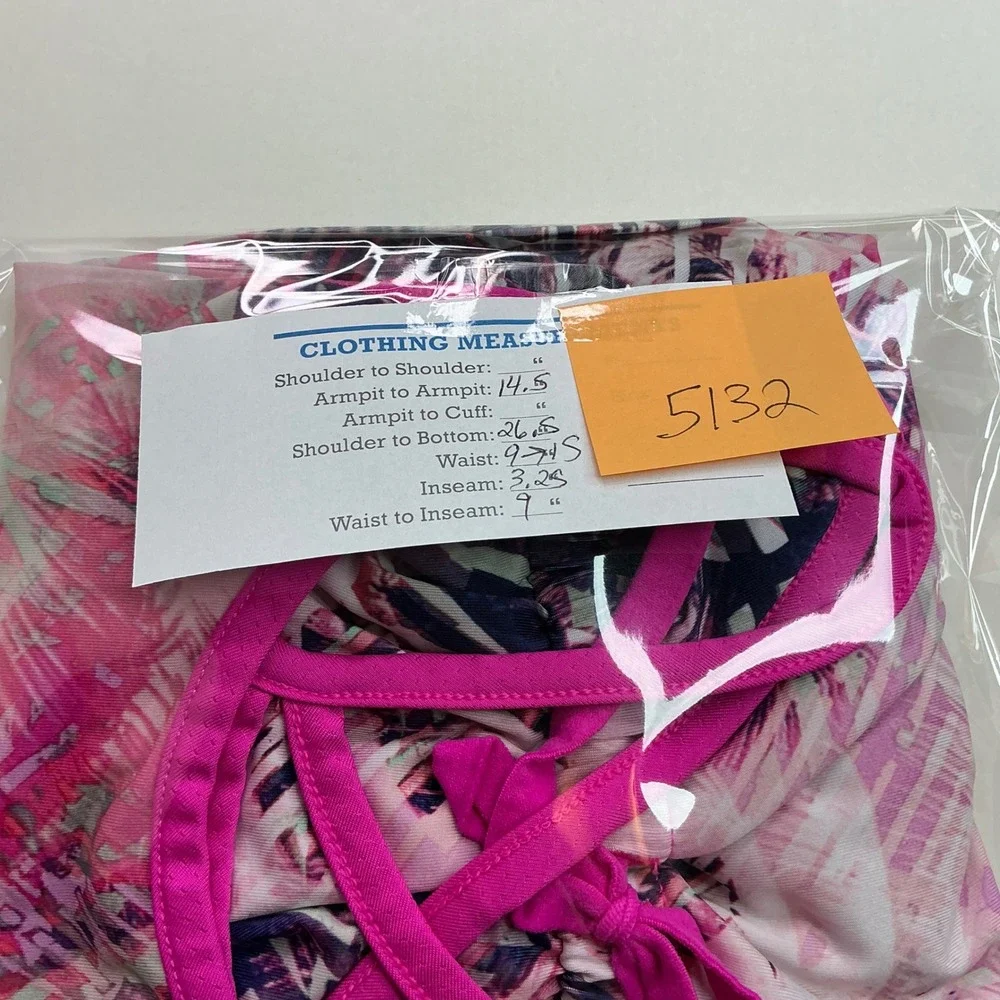 Athletic Works Pink Tropical Romper Kids Sz L 10-12 Crisscross Back AWG29S200BH